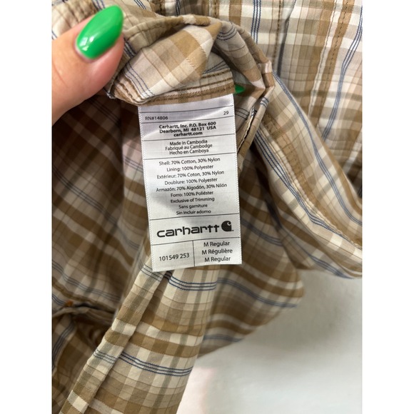 Carhartt Force Mens Vented Plaid Short Sleeve Button Up Shirt Relaxed Fit Size M - Picture 8 of 8